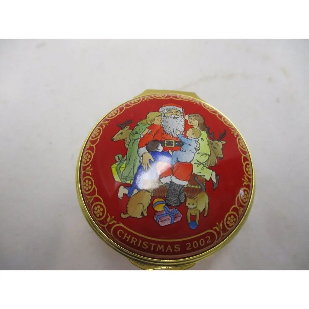 Enamel Box, Halcyon Days, Christmas 2002, Snuff Pill‎ Jewelry Trinket England